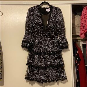 Marchesa formal dress black and white